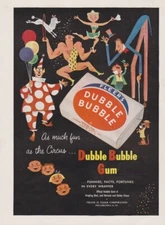 1955 VTG Circus Related Print Ad ~ Fleer Dubble Bubble Gum ~ Clowns Dogs Etc