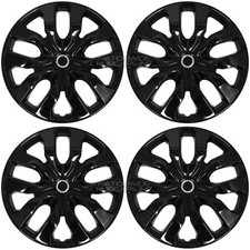 4 fits Nissan Versa 2007-2023 Black 15" Snap On Hub Caps Wheel Rim Full Covers