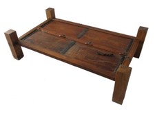 TAVOLO LEGNO  ETNICO PORTALE CM 140X80X45 H TAVOLO BASSO SOGGIORNO SALA