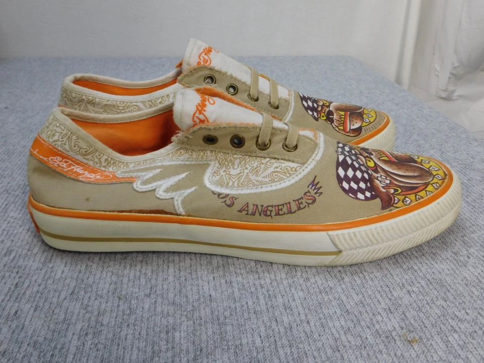 Zapatos multicolores Ed Hardy para hombre 8 Bulldog de lona vintage Y2K 18MR111W Foto 3 de 4