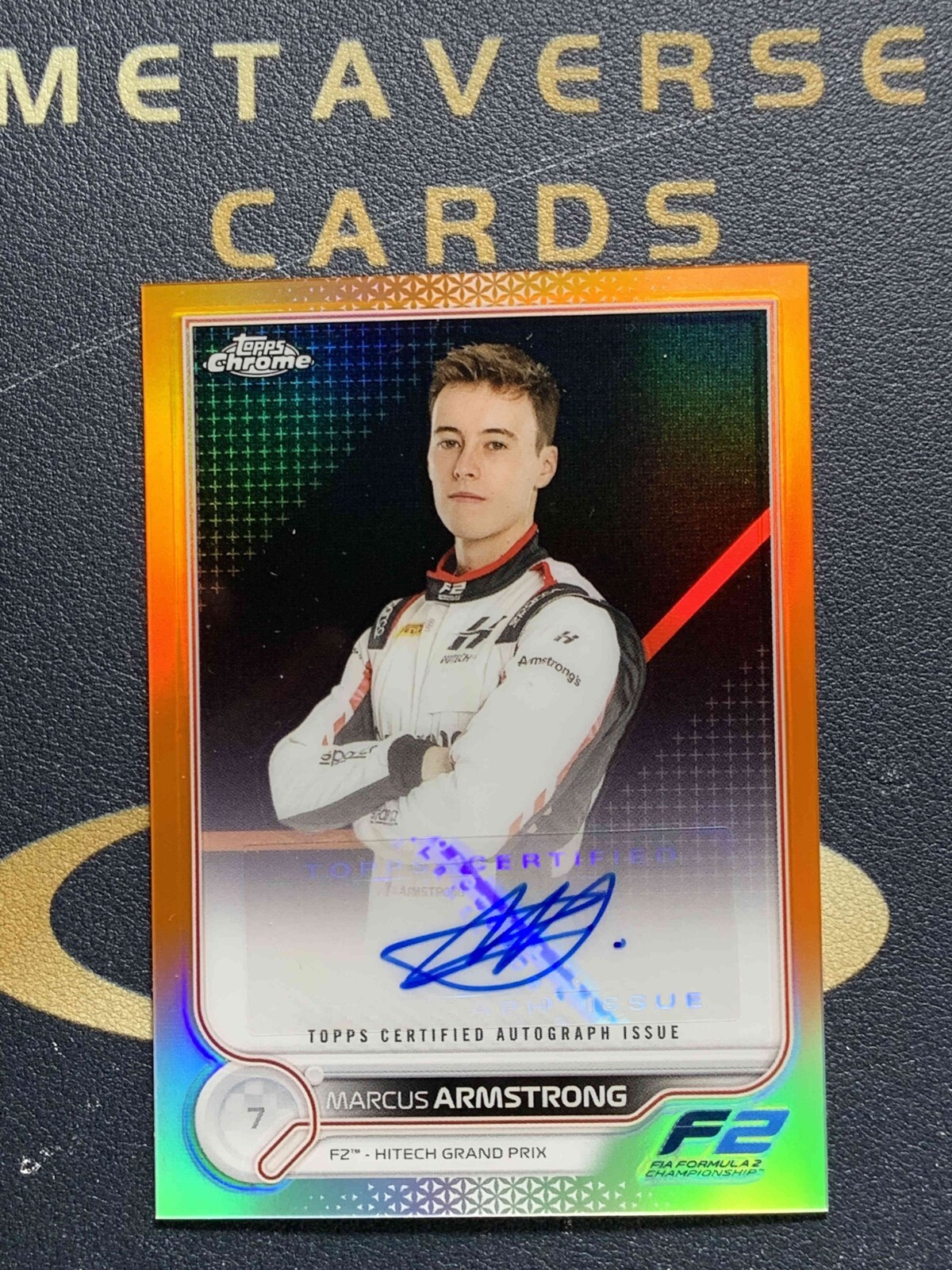 2022 Topps Chrome Formula 1 F1 Marcus Armstrong Orange Refractor Auto 04/25