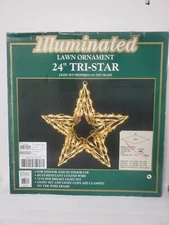 Illuminated Lawn Ornament 24in Plug-in Tri Star Christmas Indoor Outdoor Decor