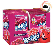 Full Box 48x Packets Kool-Aid Black Cherry Soft Drink Mix  Caffeine Free 