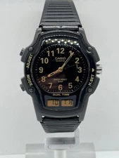 Casio AW-24 Module 2318 Quartz Auto Calendar Dual Time Vintage Wrist Watch Rare