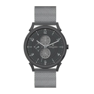 Pierre Cardin Uhr Pigalle Herrenuhr Edelstahl Schwarz Nylon Grau Armbanduhr 