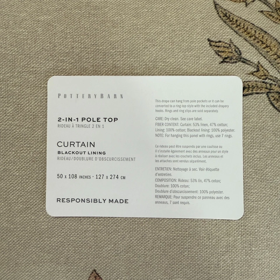 JUEGO DE 2 CORTINAS OPACAS DE CERÁMICA GRANERO ELINOR MUGHAL 50 x 108" ~ neutras/lino Foto 3 de 4