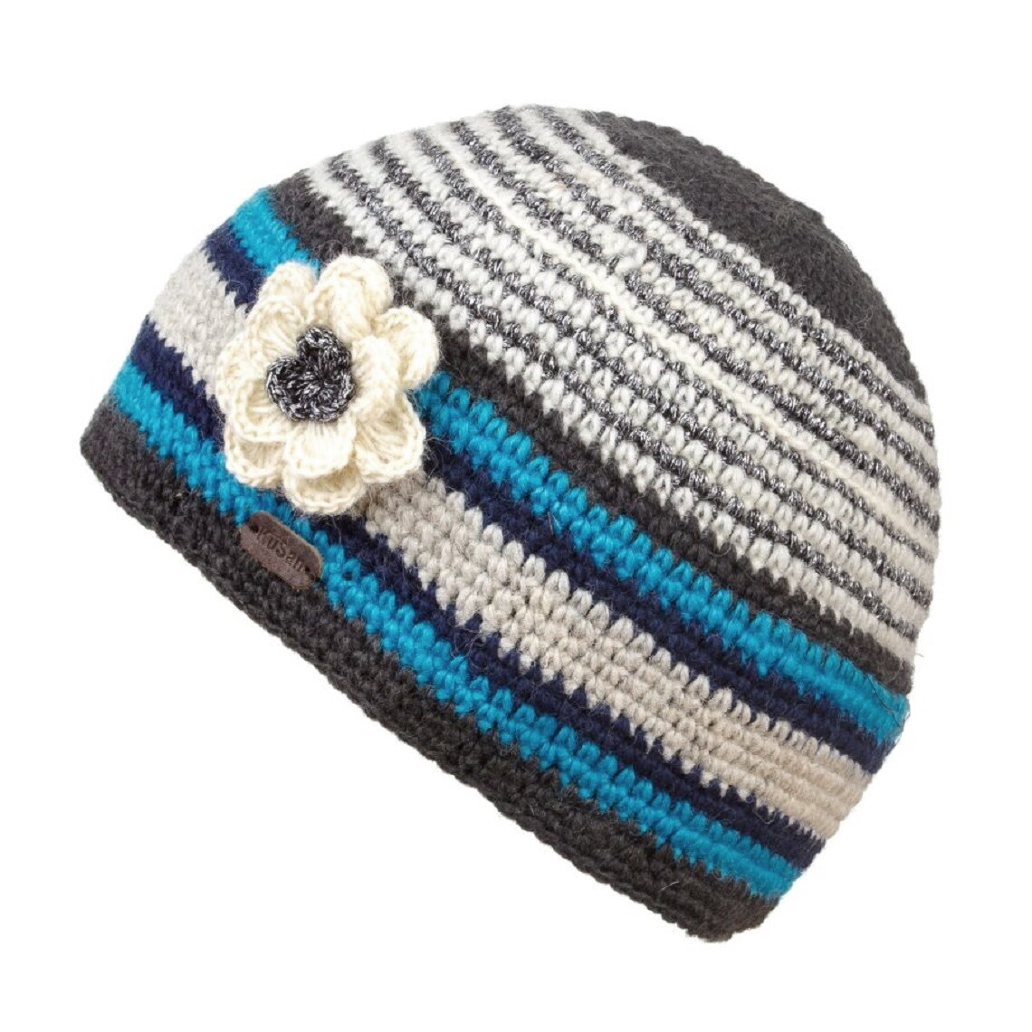 Kusan 100% Wool Crochet Beanie Hat with Detachable Flower Brooch Lots of  Colours