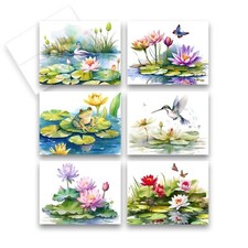 12 All Occasion Note Cards Blank with envelopes - POND 2 of Each Greeting Card