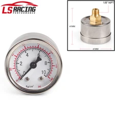 1/8 NPT Fuel Pressure Gauge 0-140 Psi Gauge Fuel Gauge Silver