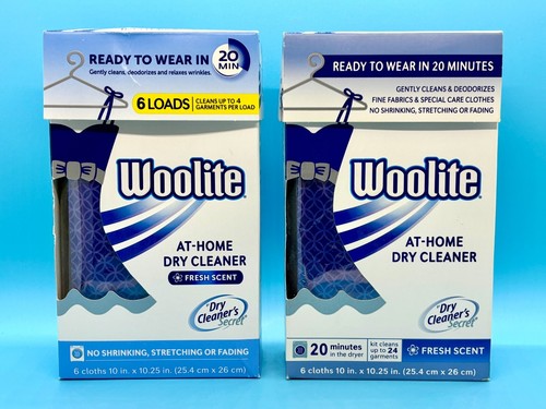 Lot of 2 Woolite 20 Min At Home Dry Cleaner Clothes 6 Cloths Fresh Scent