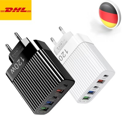 Ladegerät USB C 120W  5 Ports Schnell Fast Handy iPhone Samsung Quick Charger