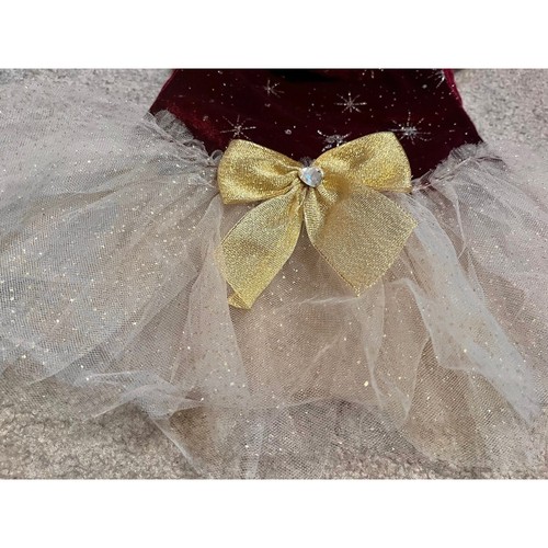 Cute Small Dog Christmas Holiday Velvet Snowflake Sparkly Dress Pet Costume - Picture 2 of 11