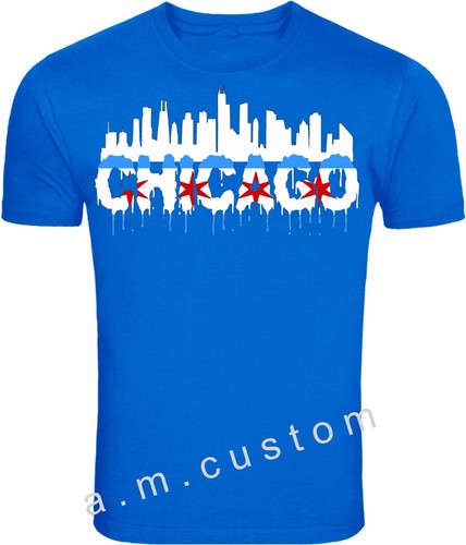 Maglietta Chicago Windy City Skyline City of Chicago Bandiera S-4XL - Foto 3 di 4