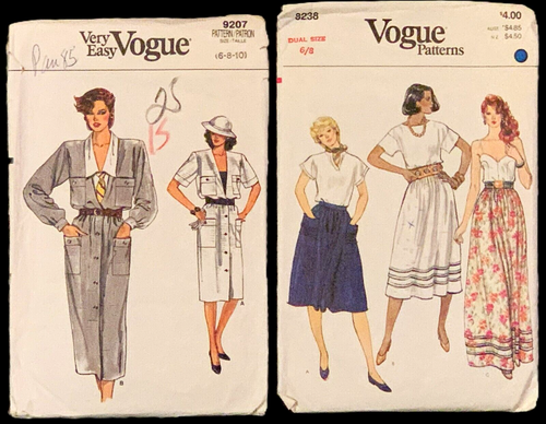 17 Vogue Vintage Schnittmuster gebraucht meist 80er Jahre gesmoktes Dichterkleid - Bild 10 von 18