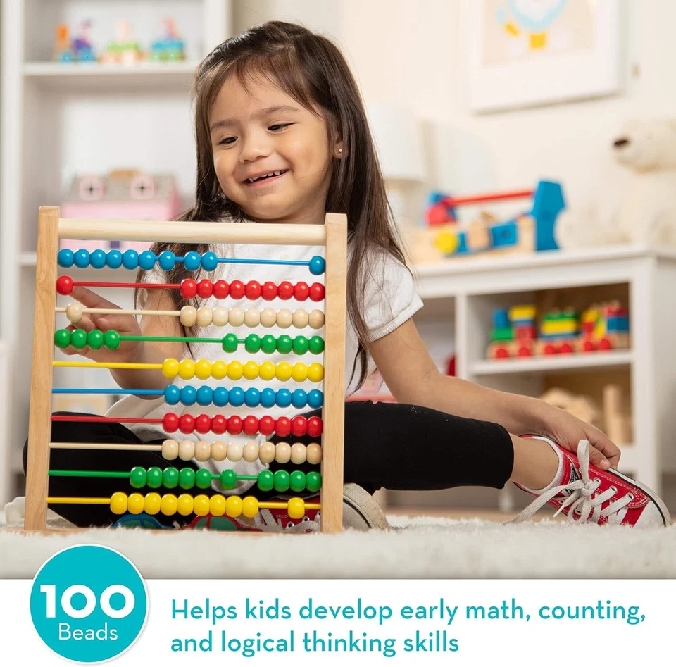 Melissa & Doug Abacus - Classic Wooden Educational Counting Toy With 100 Beads - Image 2 of 4