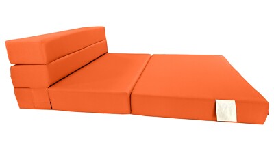 Queen Folding Foam Mattresses, Portable Chair Bed Lounger, 6 x 60 x 80, Orange