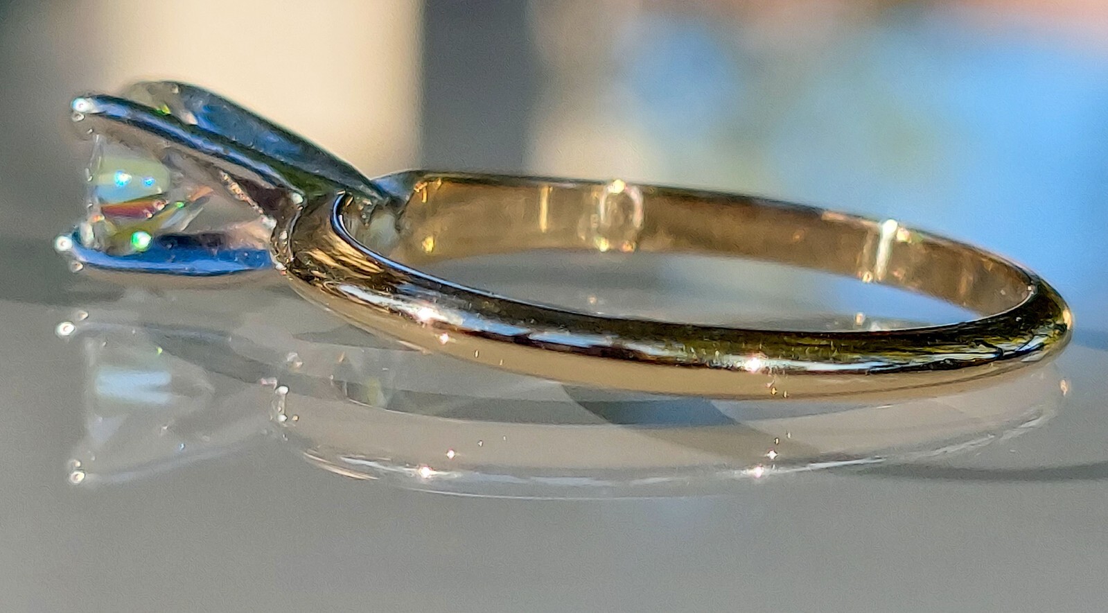 Solitaire , Engagement ring , solid gold ring , D… - image 4