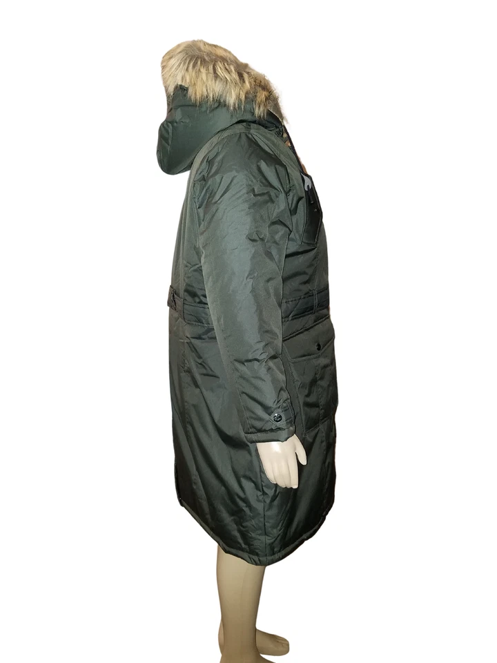 Vintage Rocawear Parka Coat Women's 1X Olive Green Heavyweight Long Faux Fur - Image 2 of 4