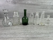 Lot Of 7 Various Brands Vintage Perfume Cologne Bottles Clear & Green