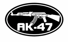 BLACK & White Oval AK-47 Sticker Die-cut Oval STICKER