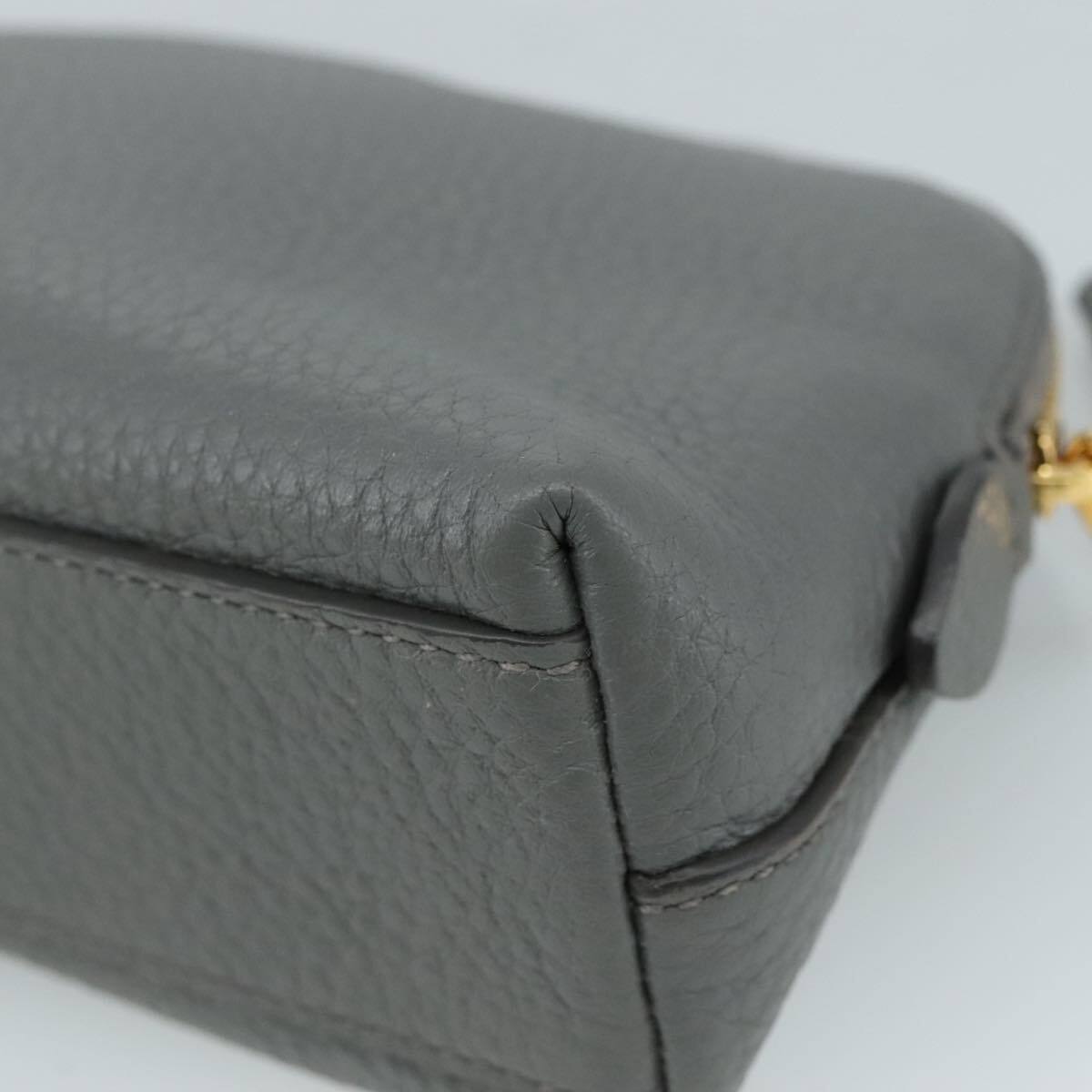 PRADA Pouch Leather Gray Auth 106846 | eBay