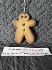 Primitive Country Gingerbread Man Christmas Tree Ornament Tier Tray Farmhouse