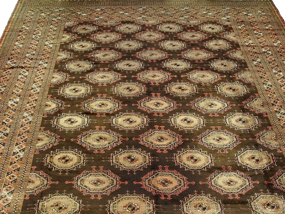 Alfombra 17,2 x 10,1 pies gigantesca antigua muy rara turcomana saryk siglo XIX Foto 4 de 4