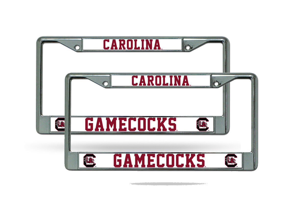 South Carolina Gamecocks Chrome Metal License Plate Frame Set of 2
