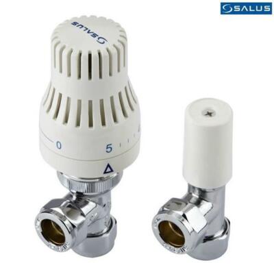 Salus TRV31LS5 Thermostatic Radiator Valve u0026amp; Lockshield Valve 15mm  Angled TRV | eBay