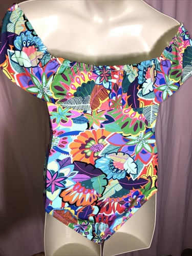 NWT Bleu Rod Beattie Size 8 Let Loose Off the Shoulder One Piece Swimsuit E10 - Picture 7 of 12