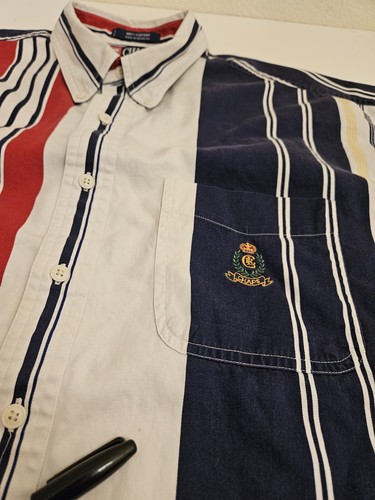 Vintage Chaps Ralph Lauren Men's XL Short Sleeve Button Down 90s Striped VTG - Picture 5 of 9