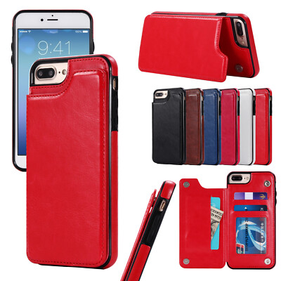 For iPhone 17 Pro Max 11 12 13 14 15 16 PU Leather Wallet Card Holder Stand Case