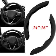 2pcs Steering Wheel Cover Booster FOR BMW Black Suede Anti-Slip Accessories.