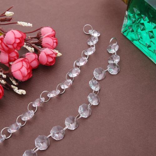 Glass Crystal Garland Chandelier Octagon Beads Chain for Hanging Home Decor - Picture 10 of 12