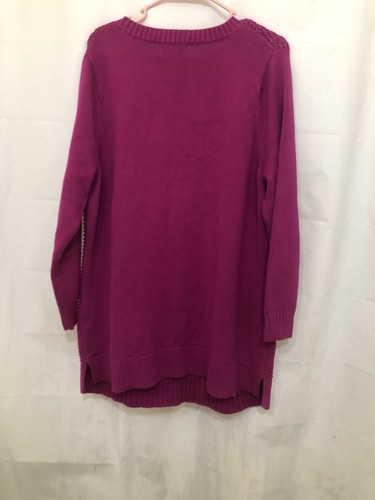 Lands End Drifter Cable Knit Crewneck Cotton Women’s Sweater Size XL Purple NWOT - Picture 3 of 4