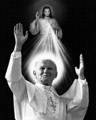Catholic print picture- JOHN PAUL IIB B - CHARCOAL & CHALK EFFECT 8'' x 10'' 