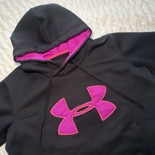 Women Under Armour Black Hoodie Sweatshirt Medium Semi Fitted Coldgear Storm