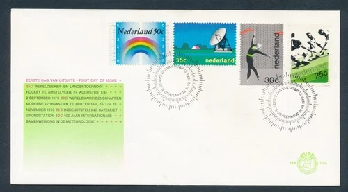 D487456 Netherlands FDC Sports Meteorology Satellite 1973 NVHP 126