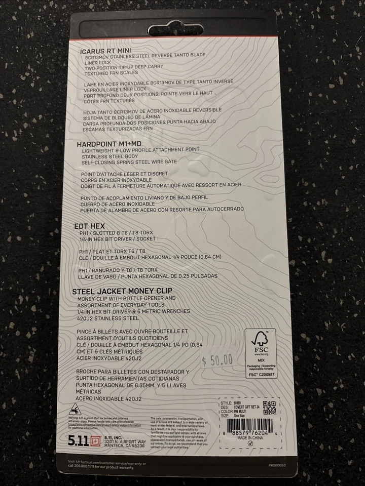 Juego de regalo encubierto táctico 5.11 Icarus RY Mini edición limitada EDT HEX paquete nuevo Foto 4 de 4
