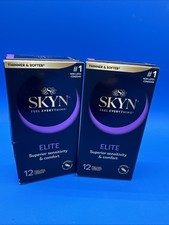 LOT of 2 SKYN Elite Condoms Feel Everything Non-Latex Thinner Softer 12Ct 2030