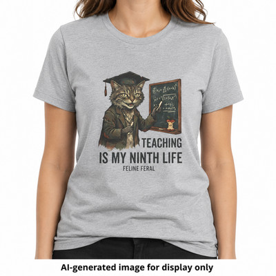 Teaching Is My Ninth Life Cat Teacher T-Shirt Funny Professor Feline Graphic