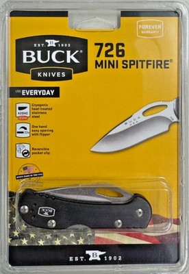 Buck 726 Mini Spitfire Black Folding Lockback Knife Manual Opening 0726BKS-C