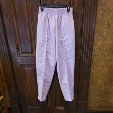 Purple Solid Scrub Pants, Elastic Waist, Size L, Woven Poly/Cotton, 4724