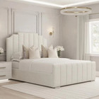 Crown Panel Bed Frame Plush Velvet Upholstered Ottoman Gas Lift Storage Double