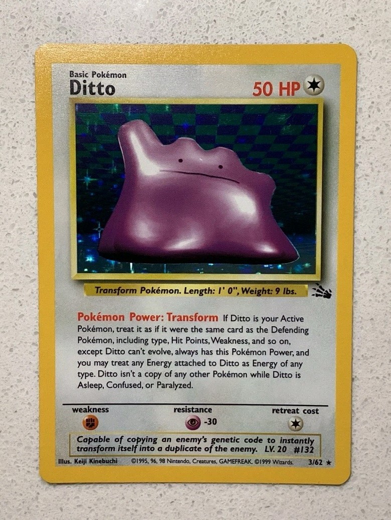 Ditto 3/62 Holo Fossil 1999 Pokemon