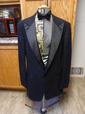 VTG Christian Dior Monsieur black tonal stripe Tuxedo jacket Vest 43L Pre-owned