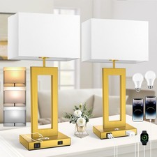 Table Lamps Set of 2 Touch Control 3 Color Temperatures Gold Dimmable Bedroom