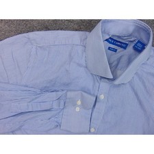 Vince Camuto Shirt Mens 15.5x34 Slim Fit Blue White Stripe Dress Shirt Office