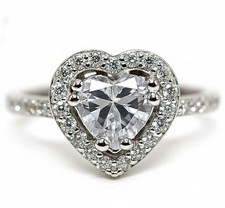 Heart 3CT Treated White Sapphire 925 Genuine Sterling Silver Ring Jewelry Sz 6