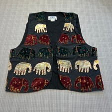 Vintage Elephant Tapestry Vest Medium Boho Indie Festival Embroidered Artsy